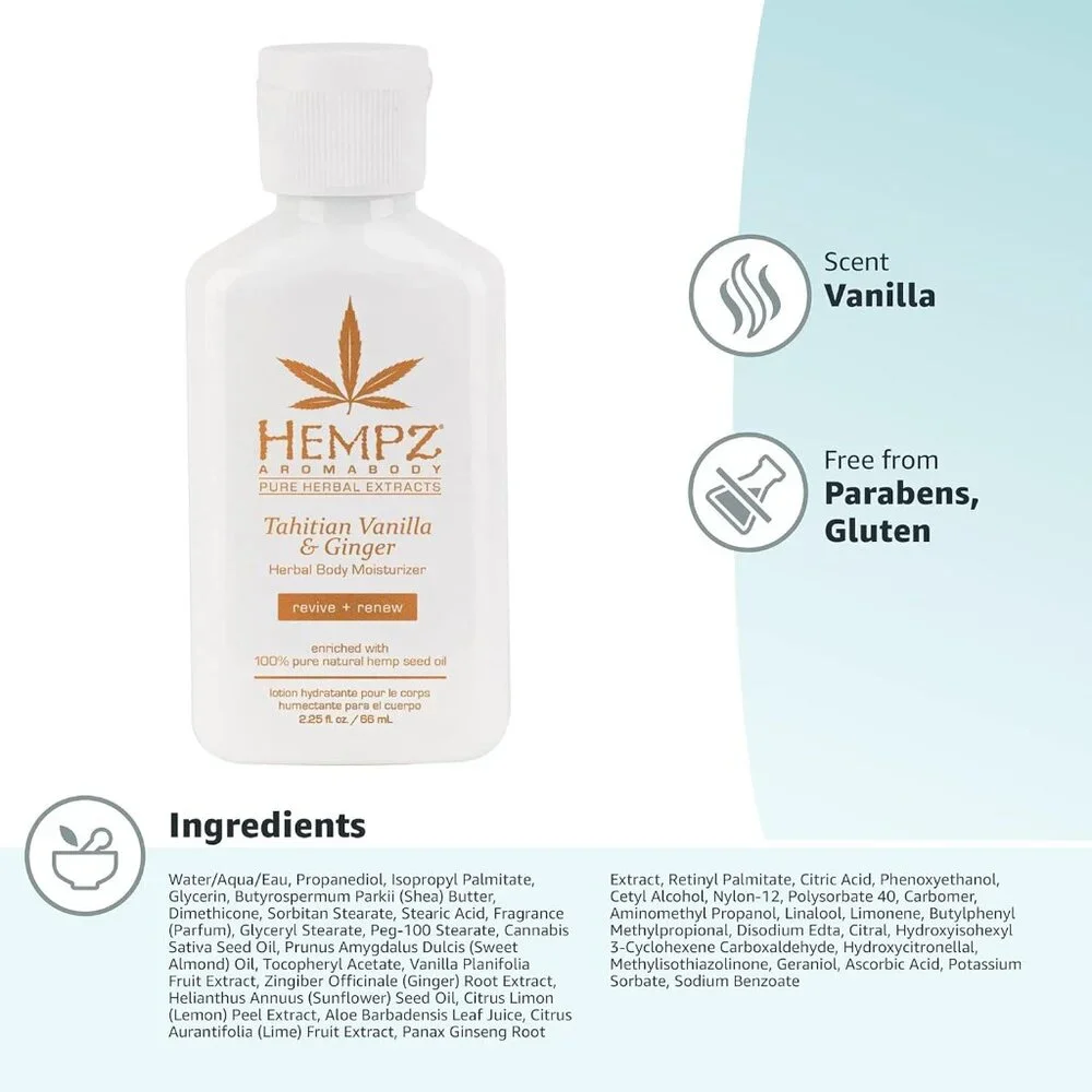Hempz Set Herbal Body Wash, 3 oz. and Herbal Body Moisturizer 2.25 oz. New